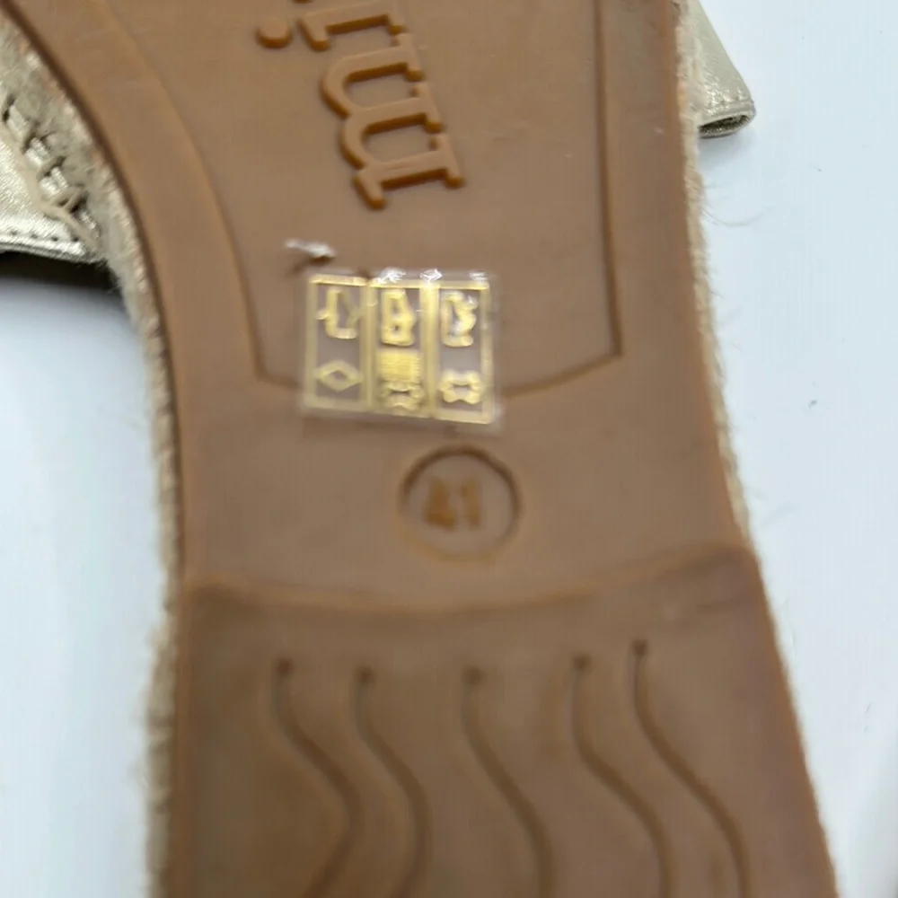 Mint & Rose Sz 11 Metallic Gold Slide Sandals Made‎ in Spain